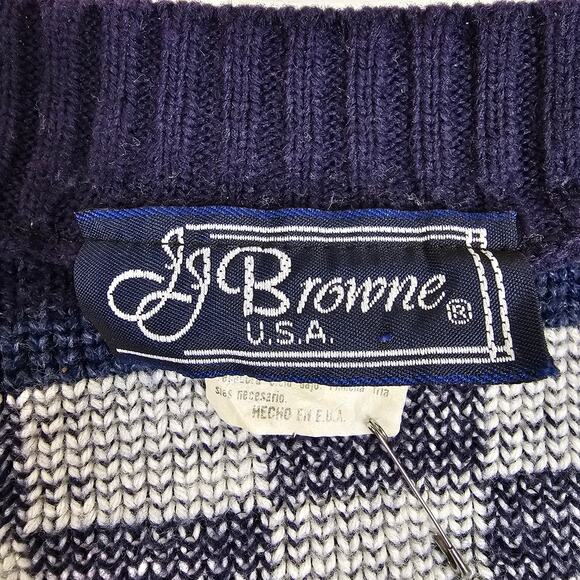 Vintage JJ Browne M/L Unisex Abstract Blue Sweater Knit Pullover 80s 90s Retro - Picture 9 of 10